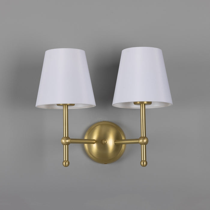 Mullan Lighting - MLWL446SATBRS/MLFS012WTE - Two Light Wall Sconce - Bursa - Satin Brass