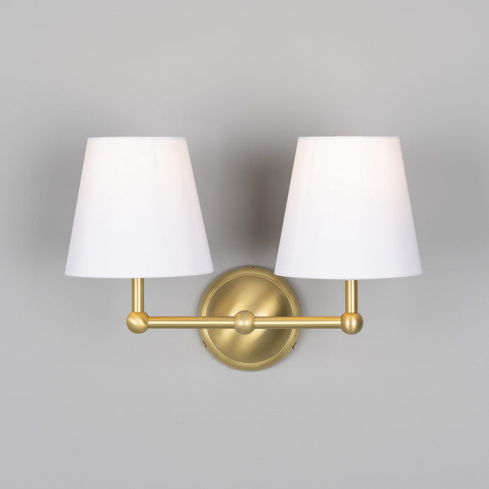 Mullan Lighting - MLWL447SATBRS/MLFS012WTE - Two Light Wall Sconce - Busan - Satin Brass
