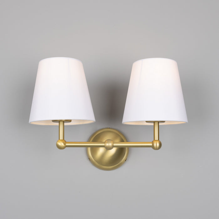 Mullan Lighting - MLWL447SATBRS/MLFS012WTE - Two Light Wall Sconce - Busan - Satin Brass