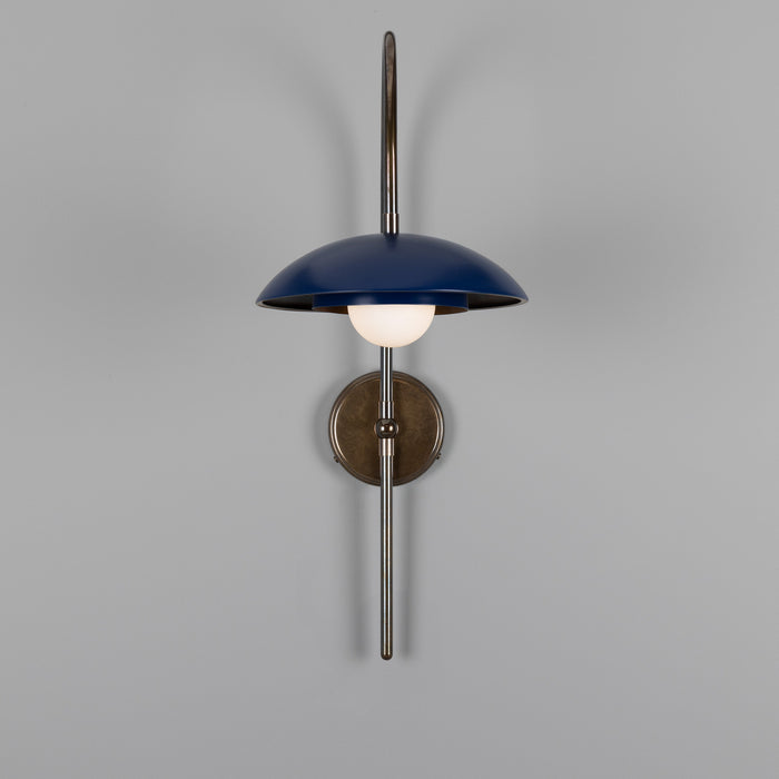 Mullan Lighting - MLWL449ANTBRSPCMSBOP - One Light Wall Sconce - Marrakesh - Ant. Brass & Sapphire Blue