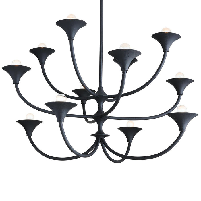 Arteriors - DLI09 - 12 Light Chandelier - Larkin - Black Gesso