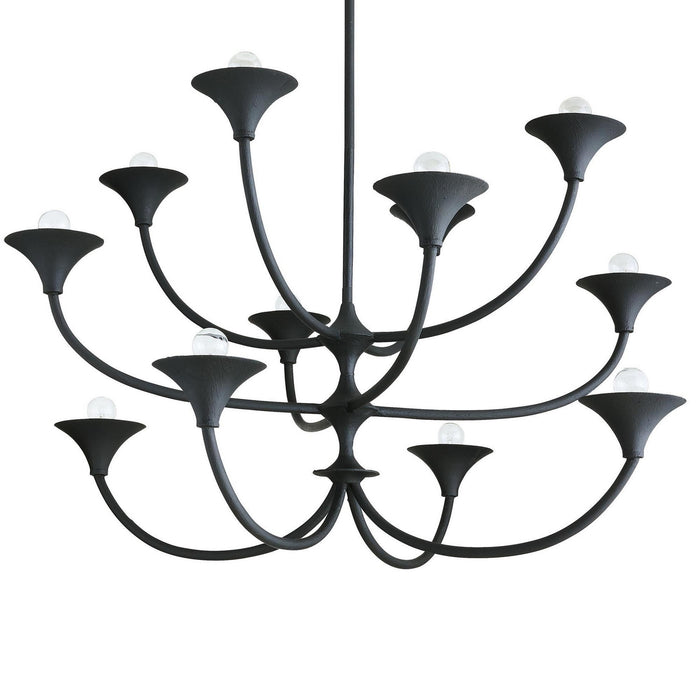 Arteriors - DLI09 - 12 Light Chandelier - Larkin - Black Gesso