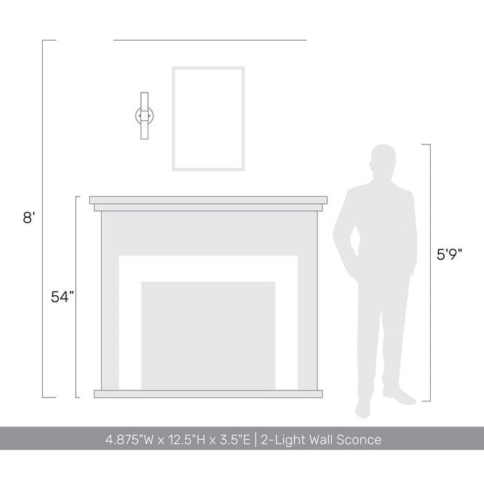 Golden - 5803-2W MDB-EBO - Two Light Wall Sconce - Lyssna Cirkel - Modern Bronze