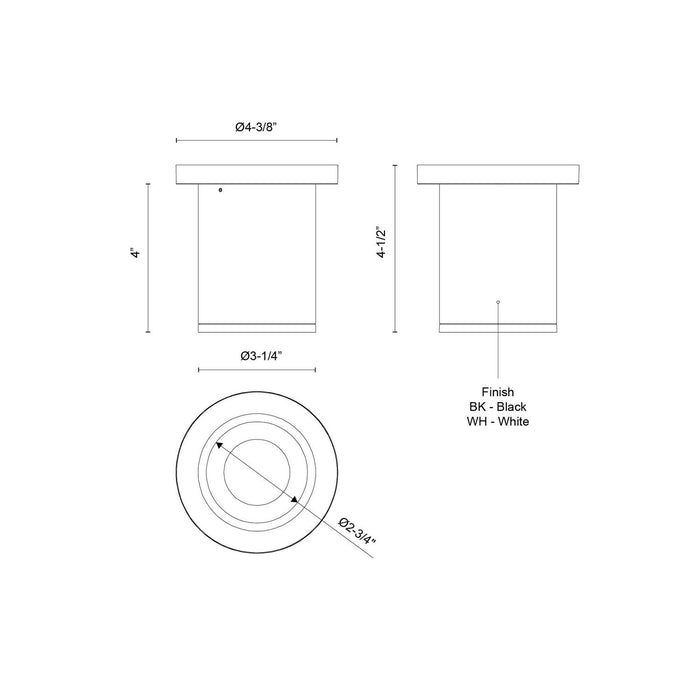 Kuzco Lighting - LD3-SM04W10-3036-BK-UNV-010 - LED Ceiling Mount - Lorna - Black