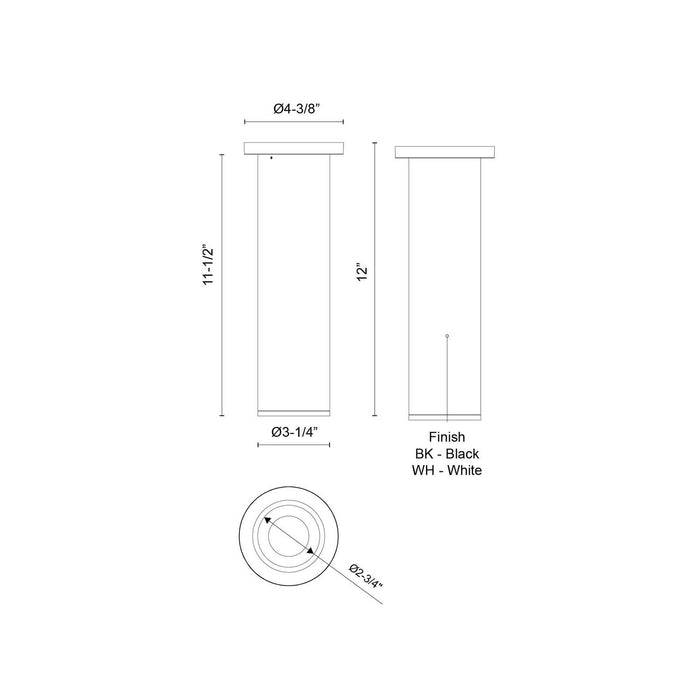 Kuzco Lighting - LD3-SM12W18-3036-BK-UNV-010 - LED Ceiling Mount - Lorna - Black