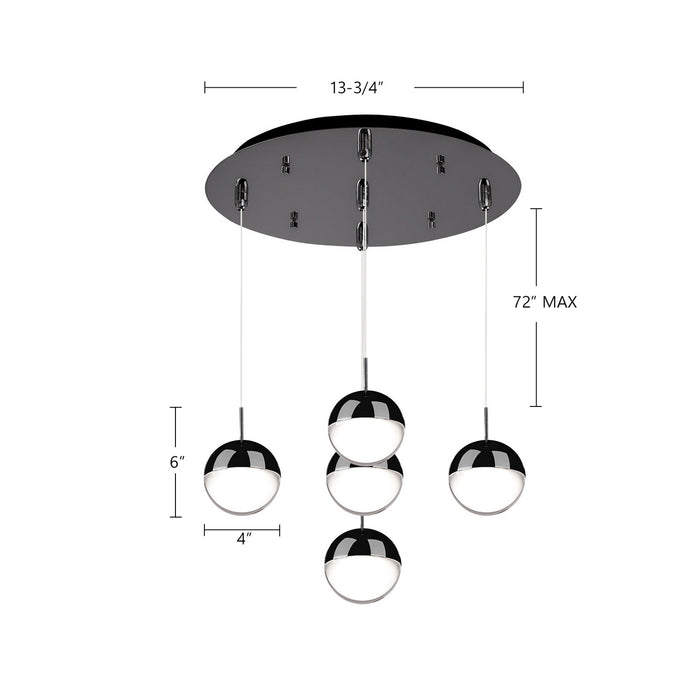 Kuzco Lighting - MP402801BC-05 - LED Pendant - Pluto - Black Chrome