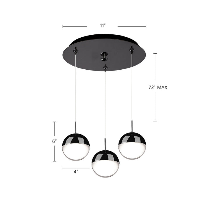 Kuzco Lighting - MP402801BC-03 - LED Pendant - Pluto - Black Chrome