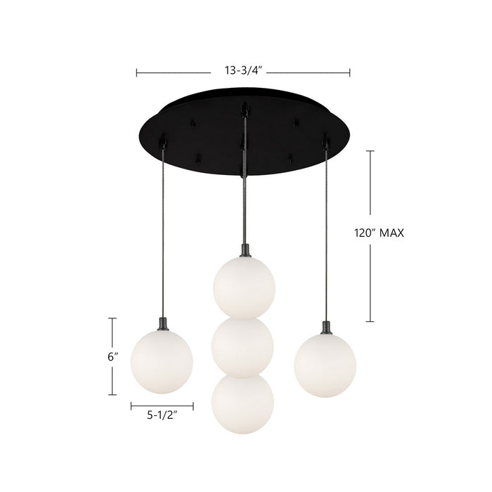 Kuzco Lighting - MP3106BKOP-05 - LED Pendant - Bolla - Black/Opal Glass