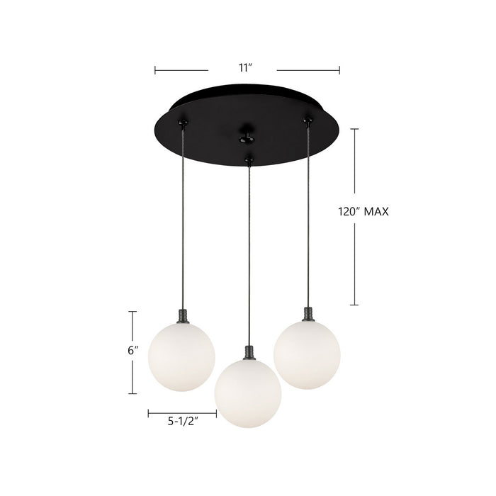 Kuzco Lighting - MP3106BKOP-03 - LED Pendant - Bolla - Black/Opal Glass