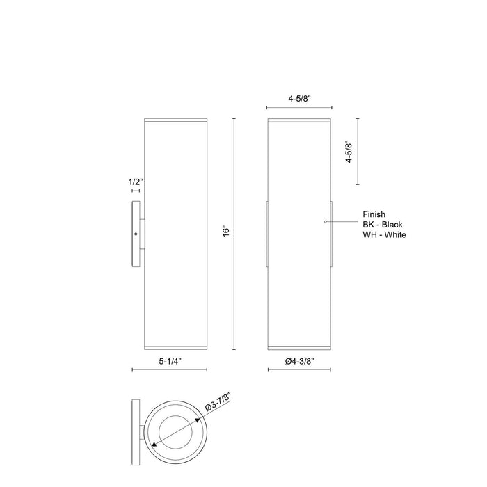 Kuzco Lighting - LD4-UD16W40-3036-BK-UNV-010 - LED Wall Sconce - Lorna - Black