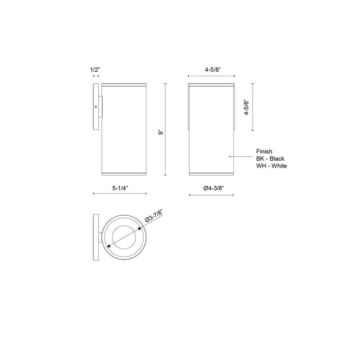 Kuzco Lighting - LD4-WS09W20-3036-BK-UNV-010 - LED Outdoor Wall Sconce - Lorna - Black