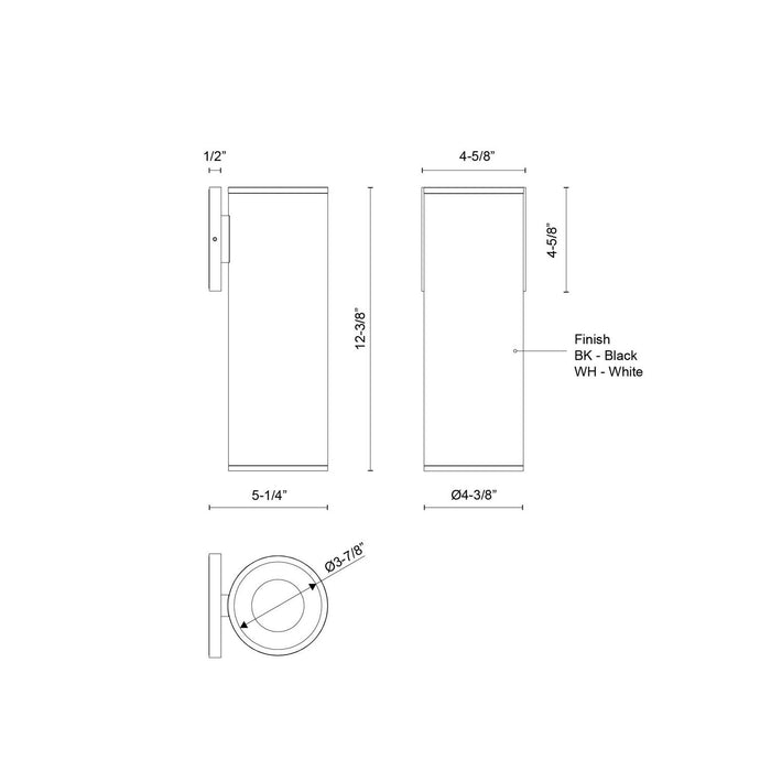 Kuzco Lighting - LD4-WS12W24-3036-BK-UNV-010 - LED Outdoor Wall Sconce - Lorna - Black