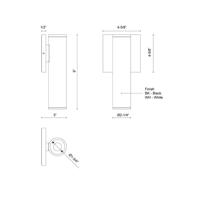Kuzco Lighting - LD2-WS09W10-3036-WH-UNV-010 - LED Outdoor Wall Sconce - Lorna - White