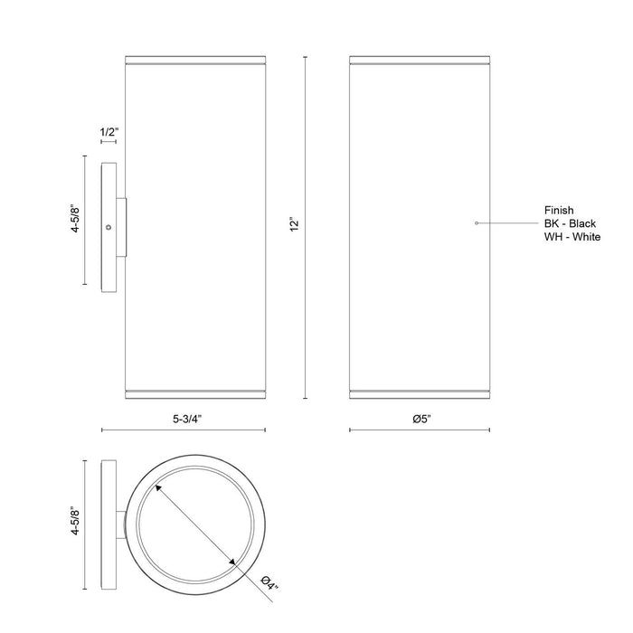 Kuzco Lighting - EW265212-WH - LED Outdoor Wall Sconce - Nordic - White