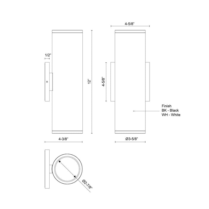 Kuzco Lighting - EW264212-BK - LED Outdoor Wall Sconce - Nordic - Black