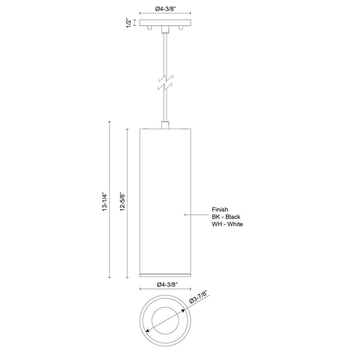 Kuzco Lighting - LD4-PD12W24-3036-BK-UNV-010 - LED Pendant - Lorna - Black
