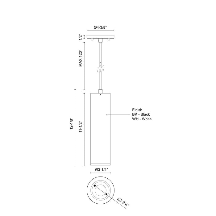 Kuzco Lighting - LD3-PD12W18-3036-WH-UNV-010 - LED Pendant - Lorna - White