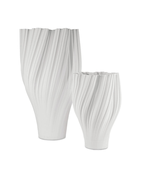 Currey and Company - 1200-1004 - Vase - Whorl - White