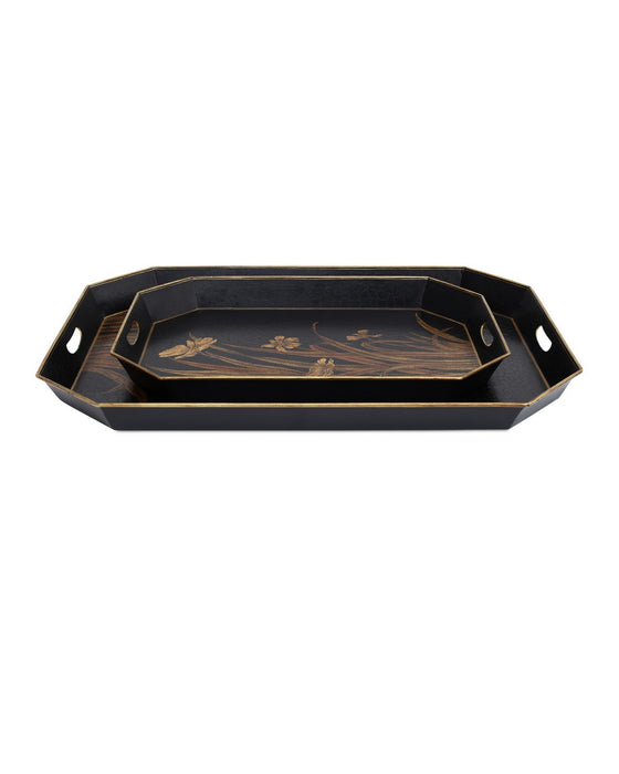 Currey and Company - 1200-1063 - Tray Set of 2 - Glasshouse - Black/Gold