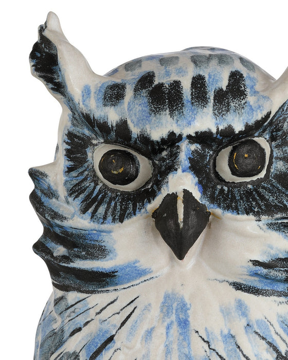 Currey and Company - 1200-1076 - Sculpture - Mina the Owl - Blue/White/Black