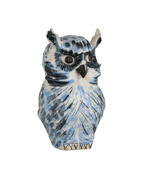 Currey and Company - 1200-1076 - Sculpture - Mina the Owl - Blue/White/Black