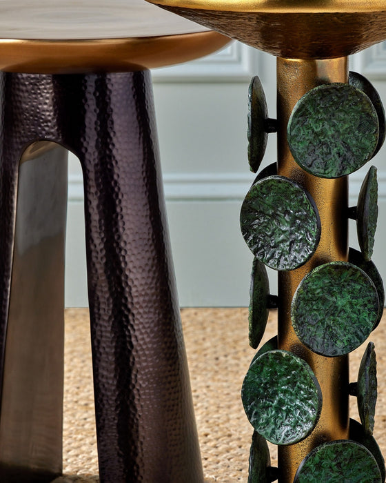 Currey and Company - 4000-0249 - Accent Table - Nasturtium - Antique Brass/Patina Brass