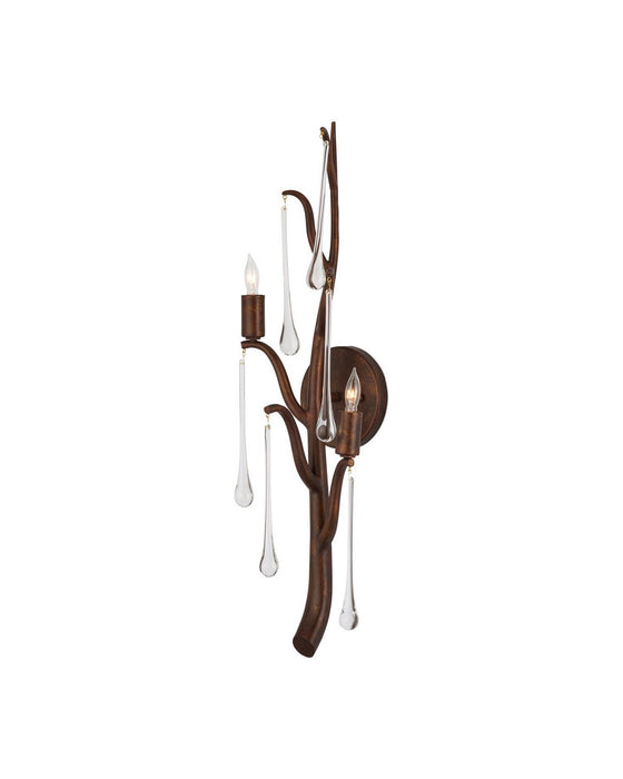 Currey and Company - 5000-0291 - Two Light Wall Sconce - Morning Grove - Rhine Gold/Clear