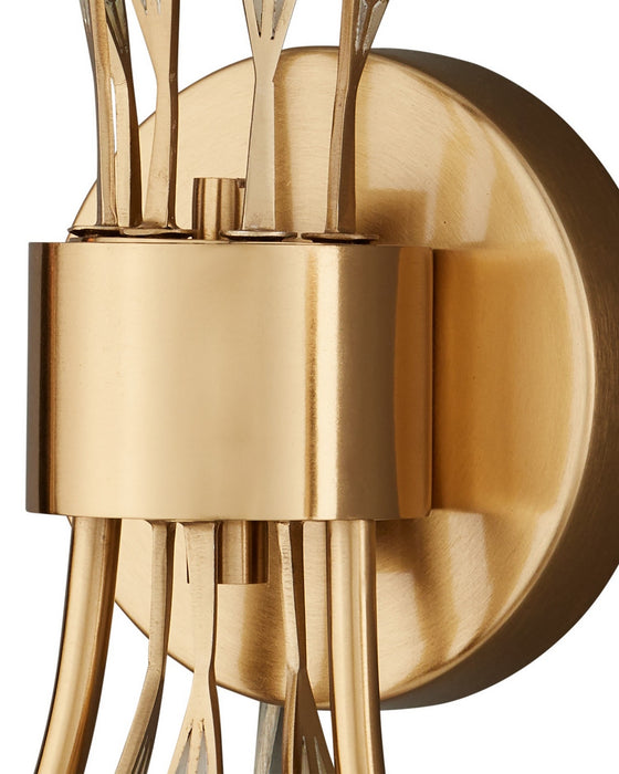 Currey and Company - 5000-0301 - Two Light Wall Sconce - Foliatura - Antique Brass/Off-White