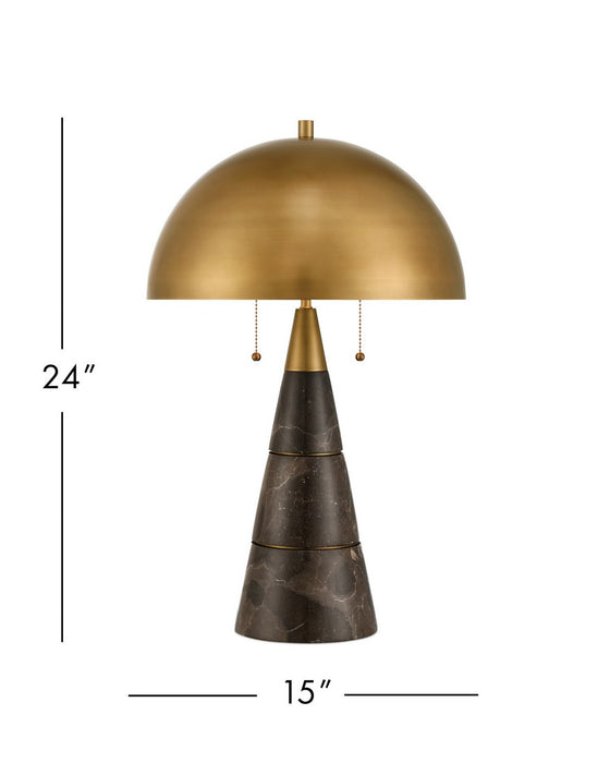 Currey and Company - 6000-1065 - Two Light Desk Lamp - Edith - Coffee Brown/Antique Brass