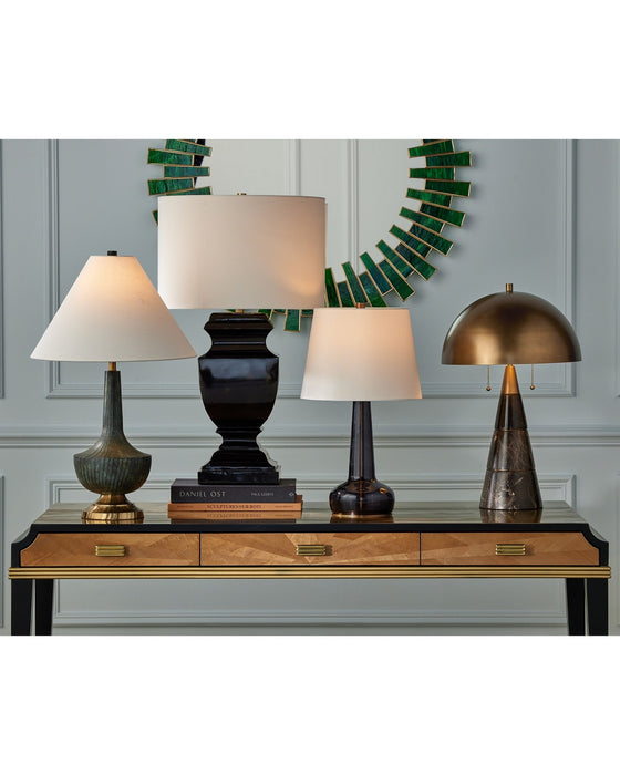 Currey and Company - 6000-1065 - Two Light Desk Lamp - Edith - Coffee Brown/Antique Brass