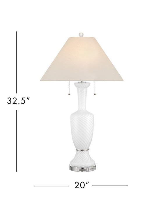 Currey and Company - 6000-1066 - Two Light Table Lamp - Classico - White/Clear/Polished Nickel