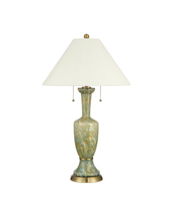 Currey and Company - 6000-1069 - Two Light Table Lamp - Classico - Green/Beige/Antique Brass