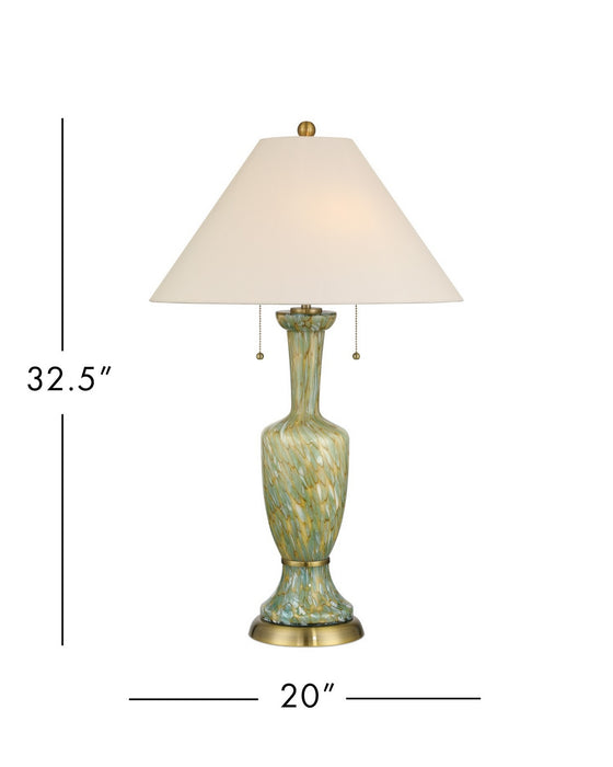 Currey and Company - 6000-1069 - Two Light Table Lamp - Classico - Green/Beige/Antique Brass