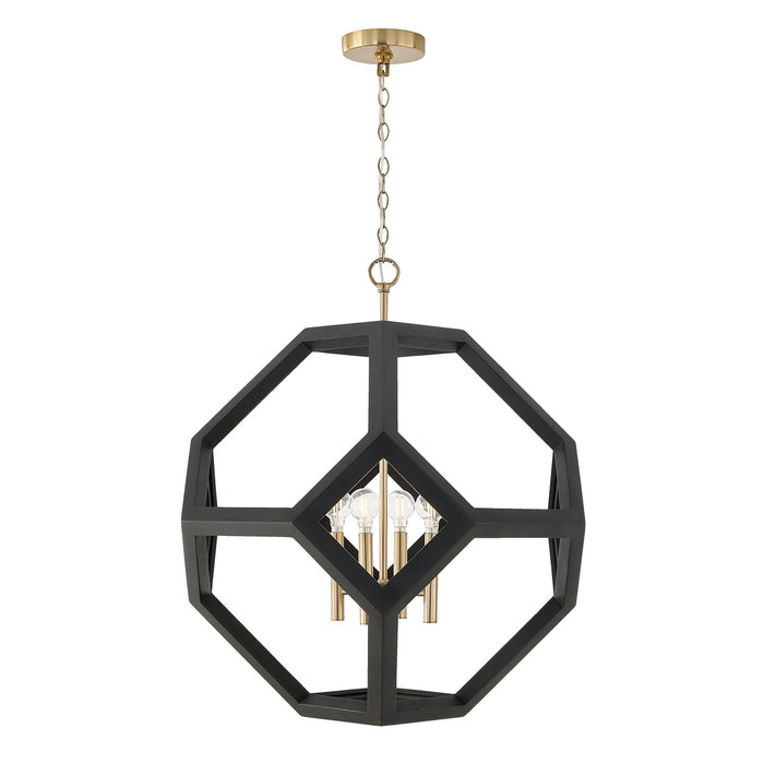Capital Lighting - 358441KM - Four Light Pendant - Geo - Flat Black and Matte Brass