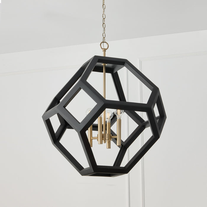 Capital Lighting - 358441KM - Four Light Pendant - Geo - Flat Black and Matte Brass