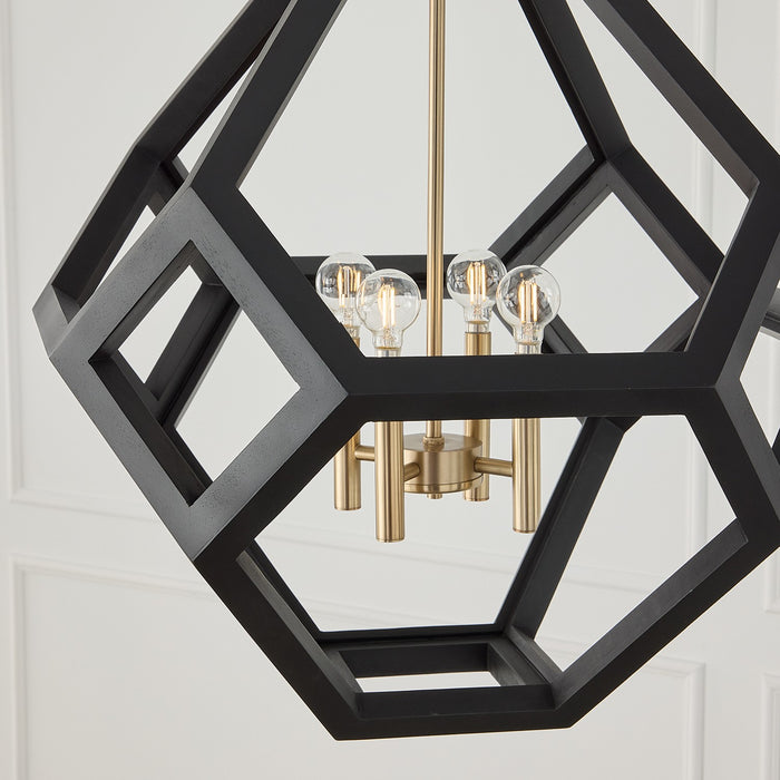 Capital Lighting - 358441KM - Four Light Pendant - Geo - Flat Black and Matte Brass