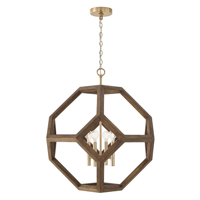 Capital Lighting - 358441NM - Four Light Pendant - Geo - Nordic Wood and Matte Brass