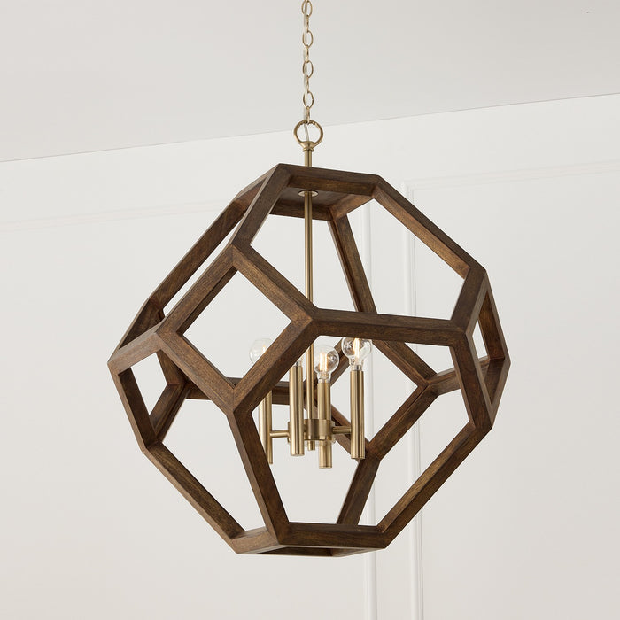 Capital Lighting - 358441NM - Four Light Pendant - Geo - Nordic Wood and Matte Brass