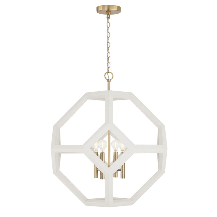 Capital Lighting - 358441WM - Four Light Pendant - Geo - Flat White and Matte Brass