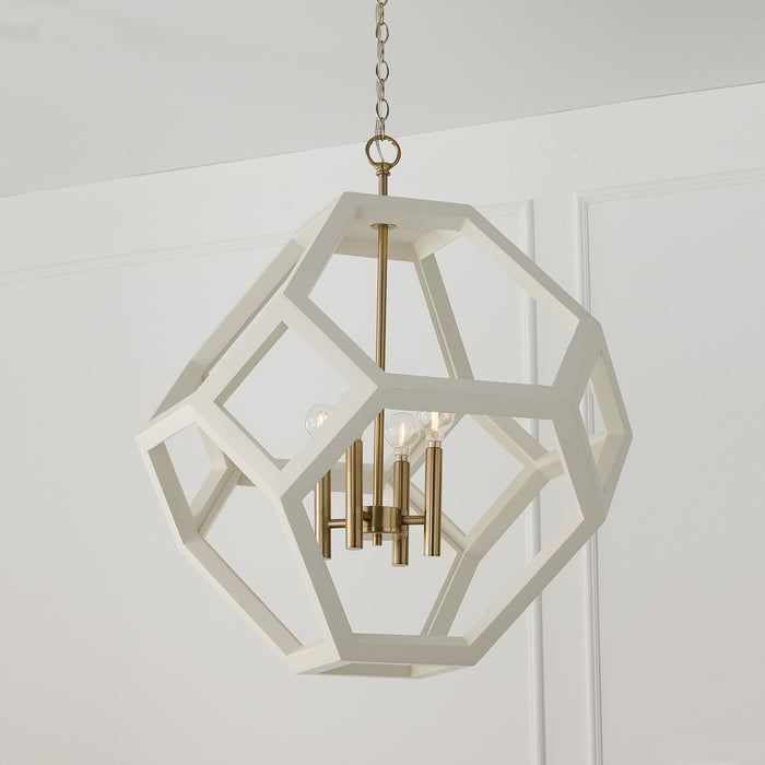 Capital Lighting - 358441WM - Four Light Pendant - Geo - Flat White and Matte Brass