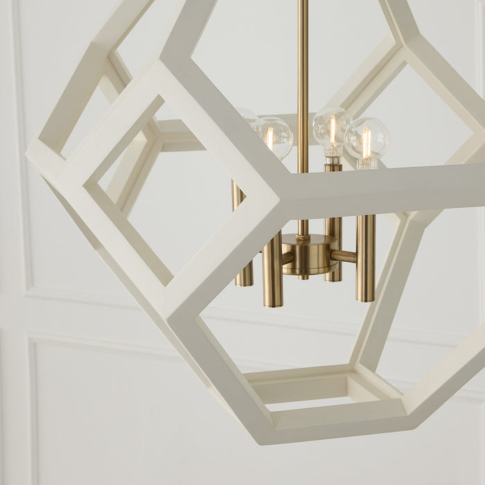 Capital Lighting - 358441WM - Four Light Pendant - Geo - Flat White and Matte Brass