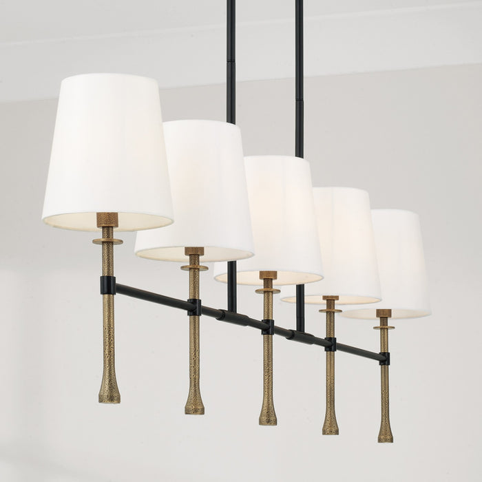 Capital Lighting - 860751MBG-717 - Five Light Island Pendant - Hollis - Matte Black with Hammered Gold
