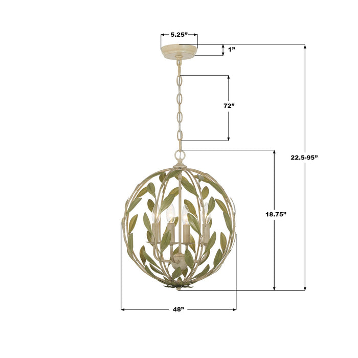 Crystorama - 504-CT - Four Light Chandelier - Broche - Champagne Green Tea