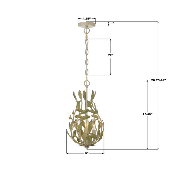 Crystorama - 565-CT - Three Light Chandelier - Broche - Champagne Green Tea