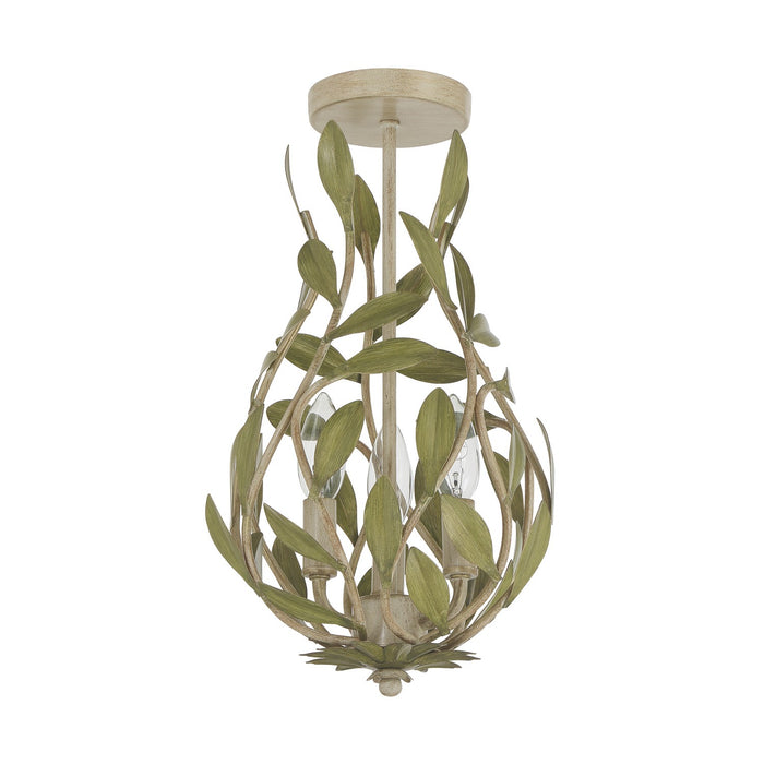 Crystorama - 565-CT_CEILING - Three Light Semi Flush Mount - Broche - Champagne Green Tea