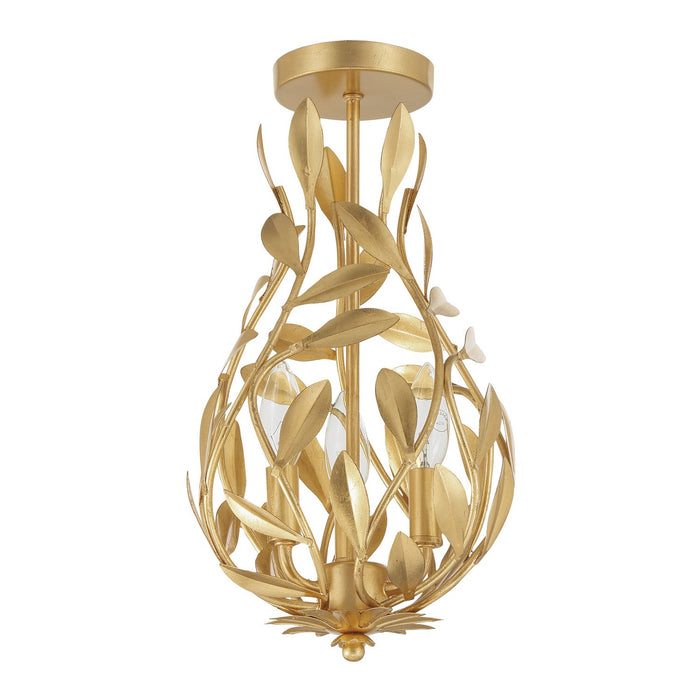 Crystorama - 565-GA_CEILING - Three Light Semi Flush Mount - Broche - Antique Gold