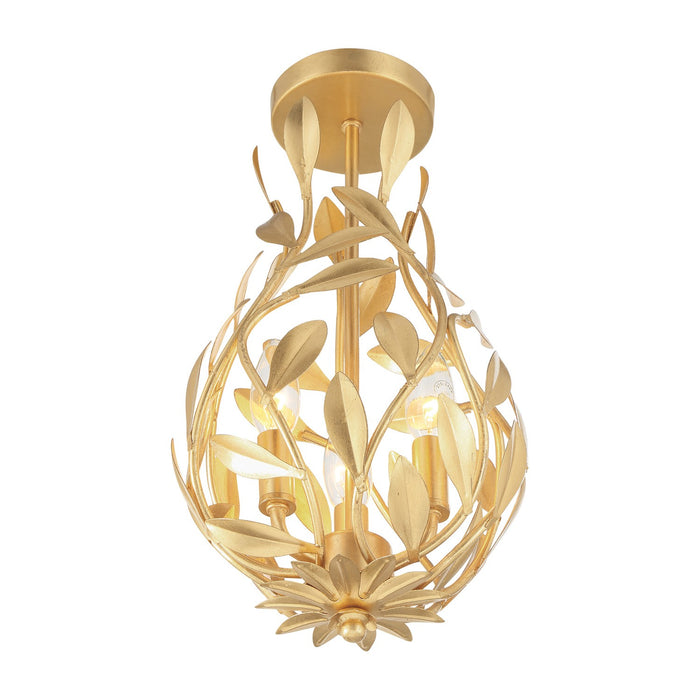 Crystorama - 565-GA_CEILING - Three Light Semi Flush Mount - Broche - Antique Gold