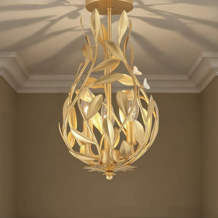 Crystorama - 565-GA_CEILING - Three Light Semi Flush Mount - Broche - Antique Gold