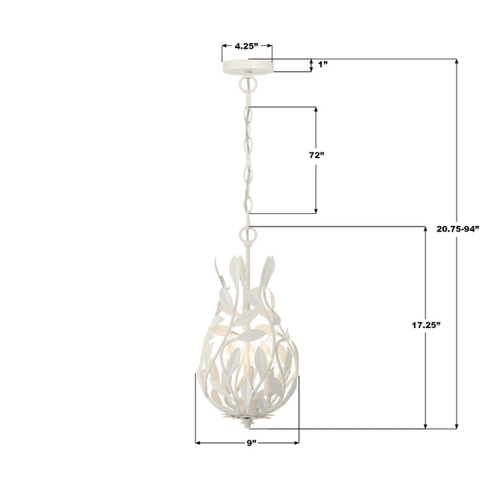 Crystorama - 565-MT - Three Light Chandelier - Broche - Matte White