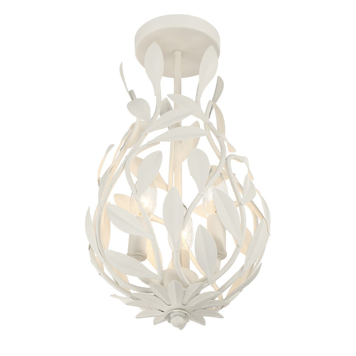 Crystorama - 565-MT_CEILING - Three Light Semi Flush Mount - Broche - Matte White